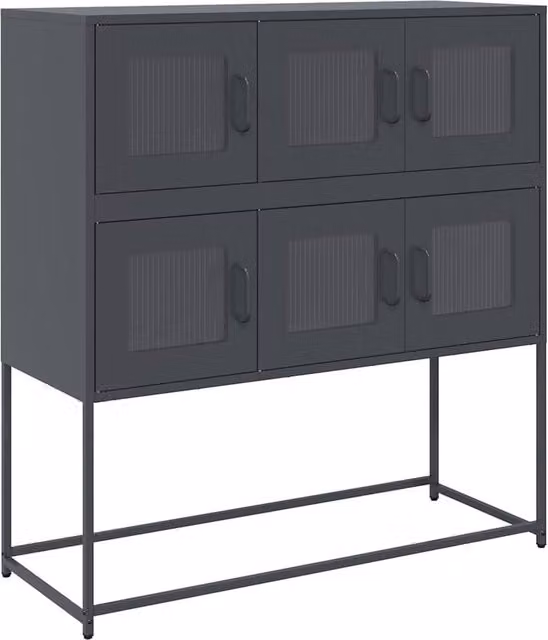 Berkfield Home Anthracite Industrial Sideboard in Matt Grey Metal, W: 100.5 cm, D: 39 cm, H: 107 cm – 1