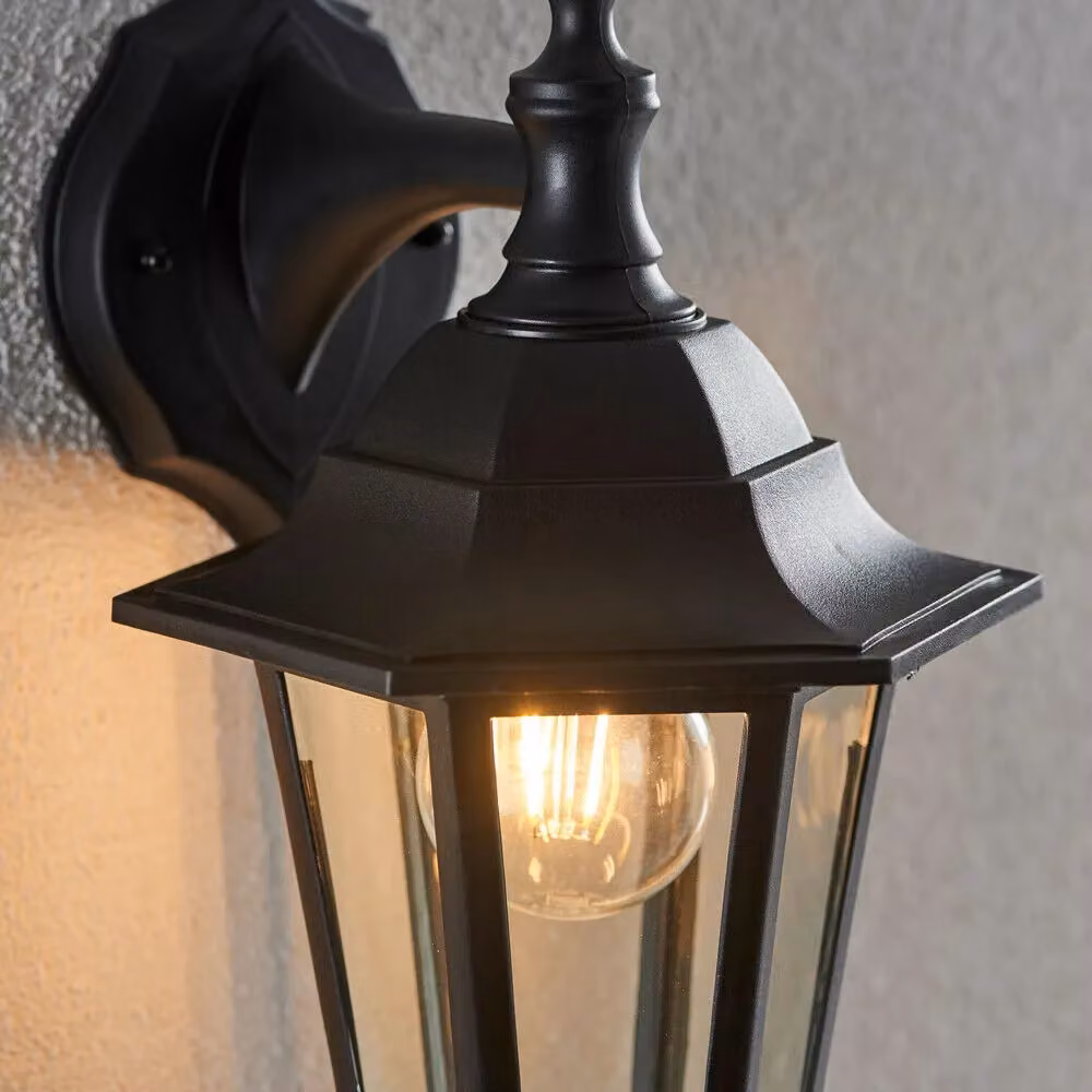 Loops 2 Pack Black IP44 Outdoor Wall Lantern with Transparent Glass – 3