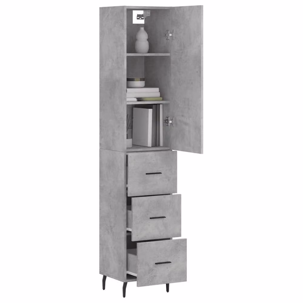 Berkfield Home Highboard in Concrete Grey, H 180 x W 34.5 x D 34 cm – 2