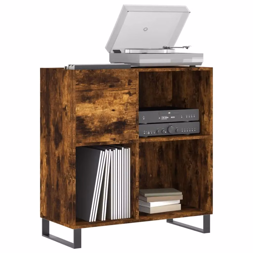 Berkfield Home Record Cabinet in Smoked Oak Brown, W: 84.5 cm, D: 38 cm, H: 89 cm – 3