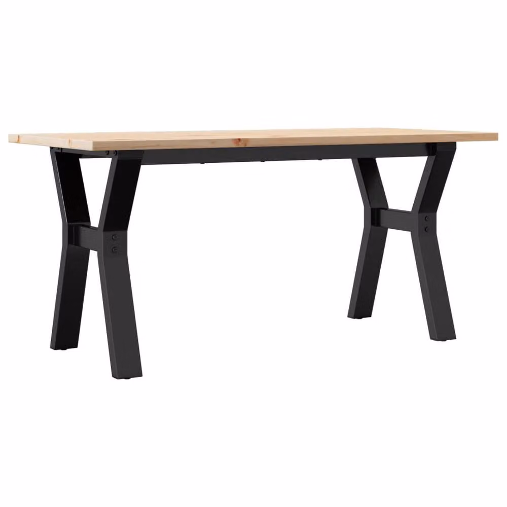 Berkfield Home Y-Frame Coffee Table in Brown Solid Pine and Steel, W: 100 cm, D: 50 cm, H: 45 cm – 2
