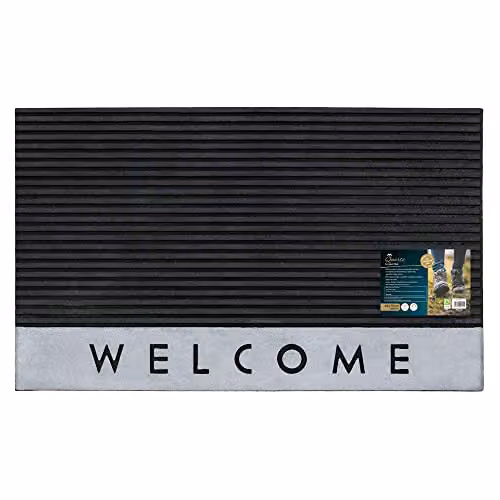 JVL Quartz Welcome Scraper Rubber Doormat, Black, W: 45 cm, D: 75 cm