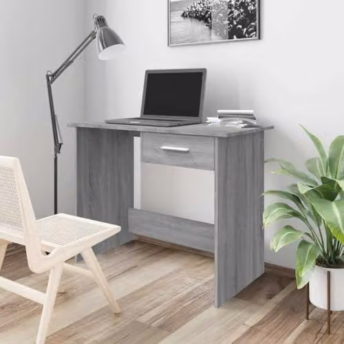 vidaXL Modern Writing Desk in Grey, W/D/H: 100 x 50 x 76 cm – 2
