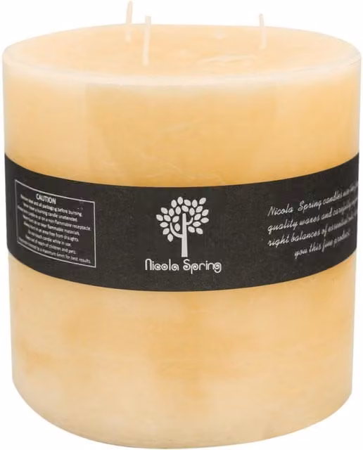 Nicola Spring Round 3 Wick Vanilla Pillar Candle in Beige – 1