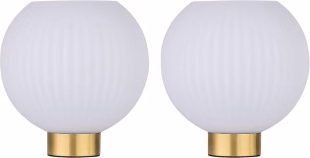 First Choice Lighting Betchley Set of 2 Battery Operated Table Lamps in Gold and White – 1