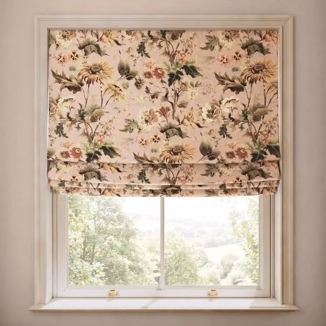 House of Hackney Avalon Cotton Linen Floral Blind in Puce Pink