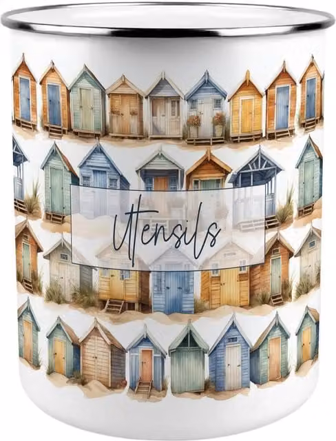 Purely Home Beach Huts Kitchen Utensil Holder in Multicoloured Metal