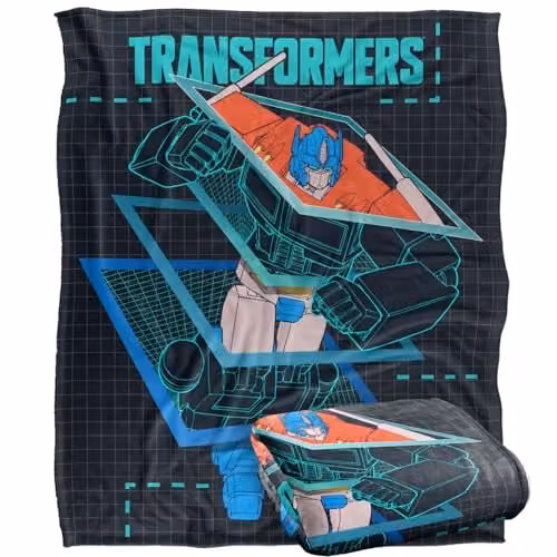LOGOVISION Transformers Schematic Break Optimus Prime Super Soft Fleece Throw Blanket, W/D: 152 x 127 cm, Multicolour