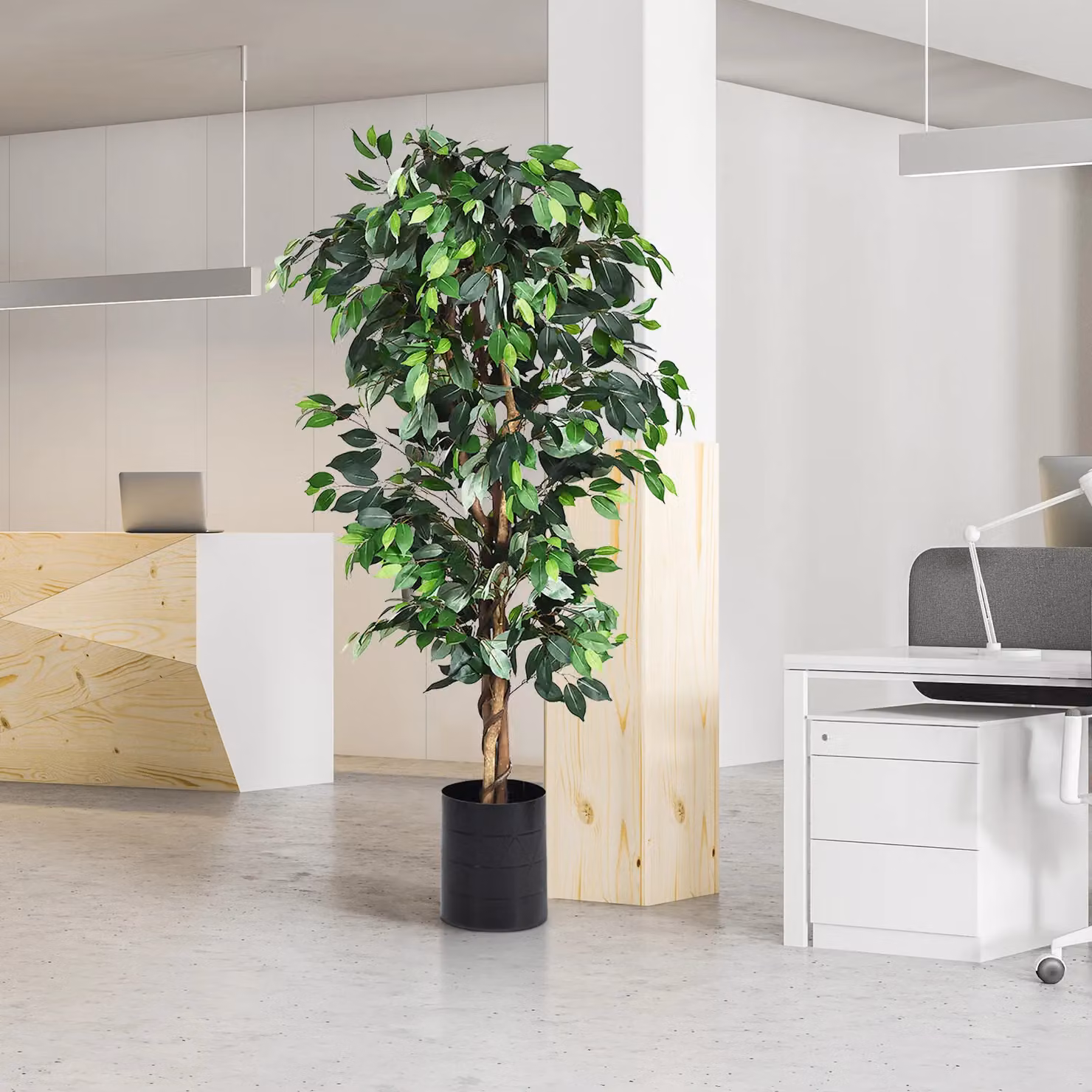 Costway 180cm Green Ficus Artificial Tree Houseplant – 3