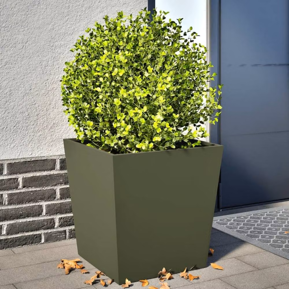 Berkfield Home Garden Steel Planter Tubs, Green, 2 Pack, W/D/H: 50 x 50 x 50 cm – 1