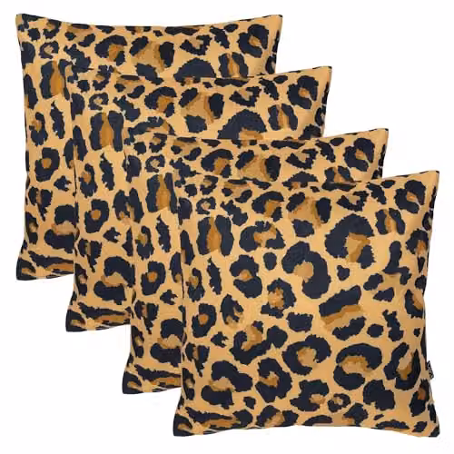 icon Set of 4 Kyoto Fabric Square Indoor Outdoor Cushions in New Leopard Print, Multicolour, W/D/H: 43 x 43 x 43 cm – 1