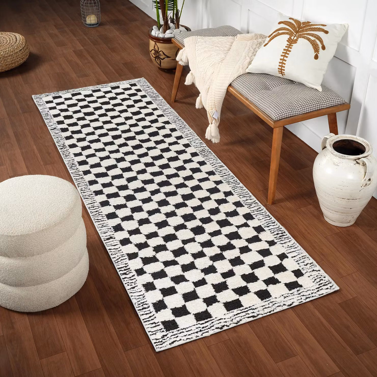 Livabliss Freud Modern High Pile Checkerboard Living and Dining Room Rug in Black and Brown, W: 200 cm, D: 275 cm – 8