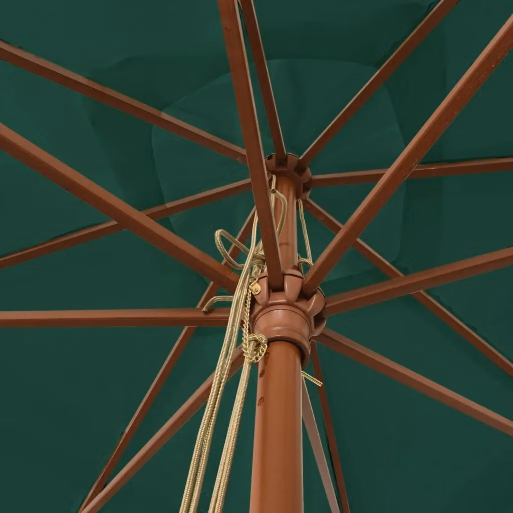Berkfield Home Green Garden Parasol with Wooden Pole, W/D/H: 300 x 300 x 273 cm – 3