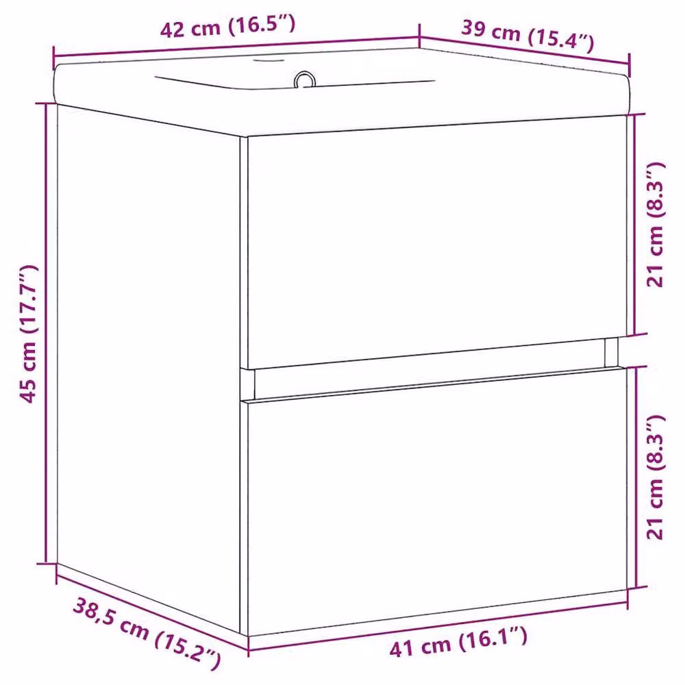 Berkfield Home 2 Piece Modern Wall Mounted Bathroom Vanity Unit Set in Sonoma Oak and Beige – 2