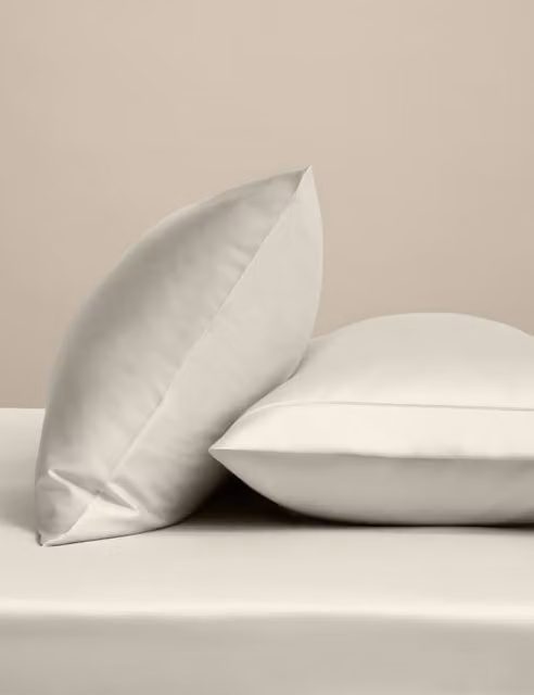 M&S Egyptian Cotton 230 Thread Count Mako Satin Silky Pillowcases in Beige or White