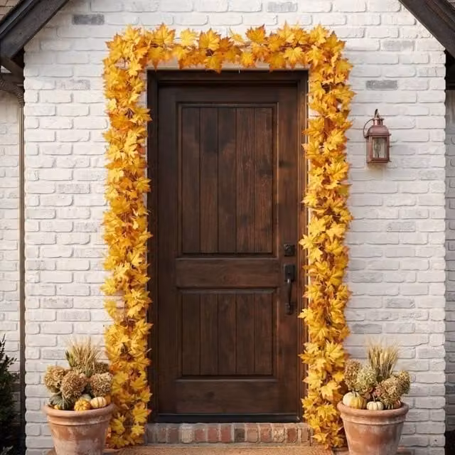 Garden Greatness 8ft Autumn Yellow Leaf Hanging Door Garland – 1