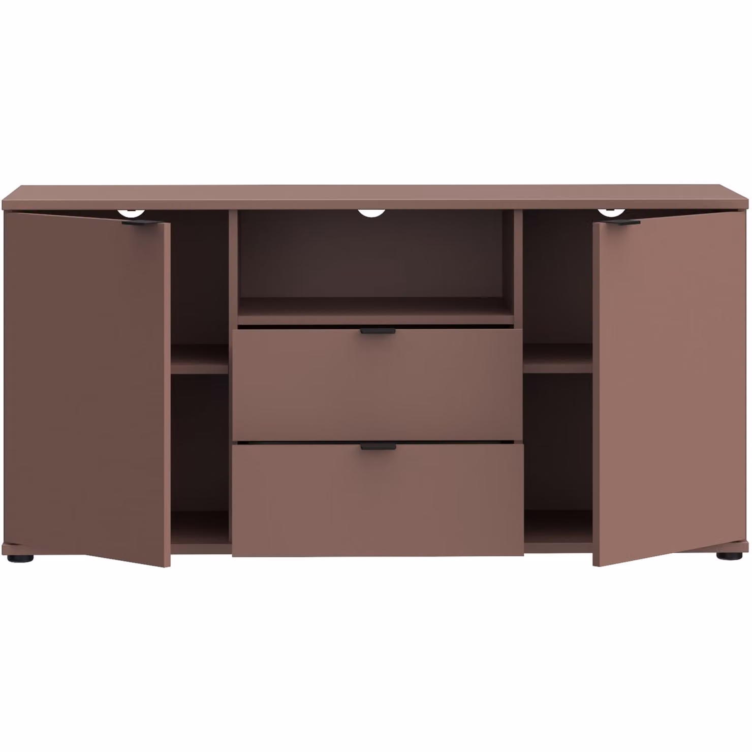 Furniture To Go Ganymede Modern TV Unit with Open Shelf, 2 Drawers and 2 Doors in Grey and Orange – 2