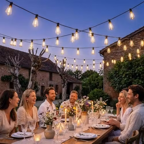 HOMCOM Connectable LED Curtain Fairy Lights in Warm White with 50 Bulbs – 5