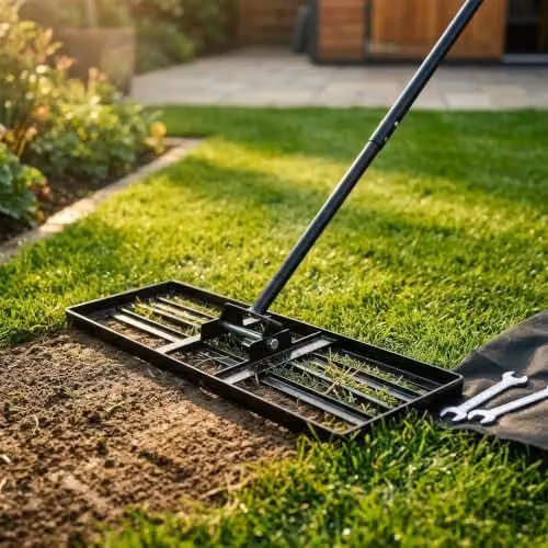 Harbour Housewares Heavy Duty Steel Lawn Levelling Rake in Black, W: 92 cm, H: 25 cm – 1