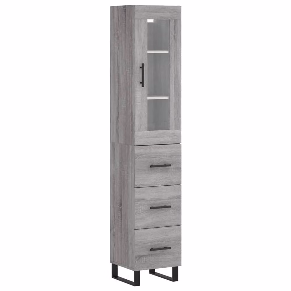 Berkfield Home Grey Sonoma Modern Highboard with Internal Shelves and Doors with Drawers, W/D/H: 34.5 x 34 x 180 cm – 3