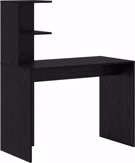 Berkfield Home Black Oak Writing Desk with Compact Shelving, Black Oak MDF and Laminate Finish