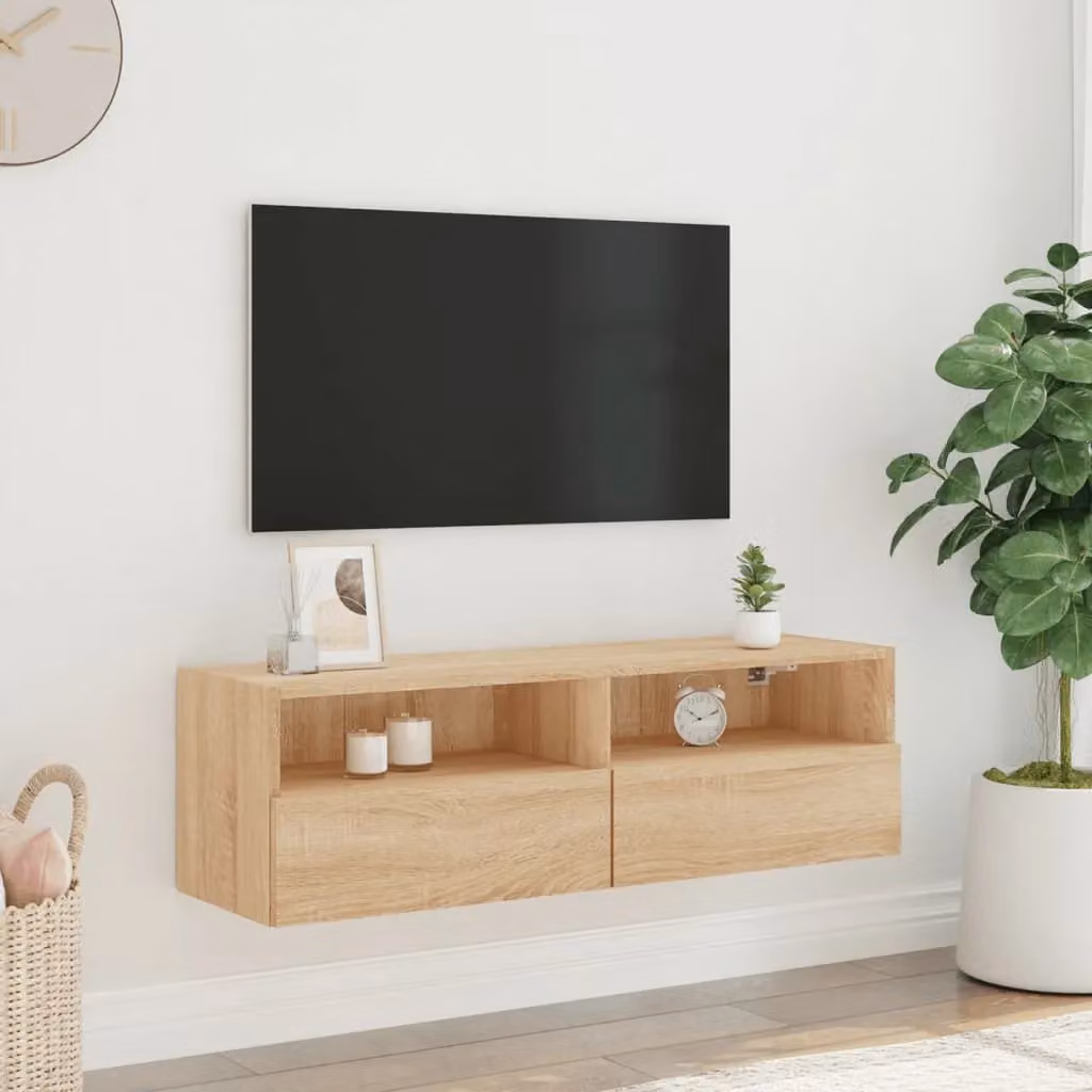 Berkfield Home Sonoma Oak TV Wall Cabinet in Brown, W/D/H: 100 x 30 x 30 cm – 3