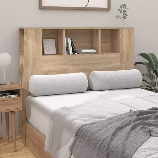 Berkfield Home Sonoma Oak Headboard Cabinet with Integrated Shelf, Light Brown, W: 120 cm, D: 18.5 cm, H: 104.5 cm