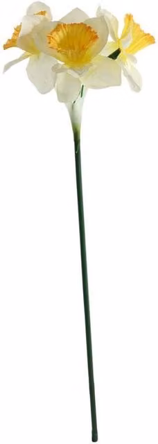 Kingsbury Gifts White Artificial Mini Silk Daffodil Stem with 3 Heads