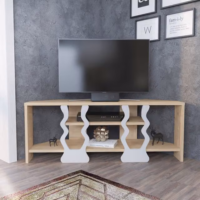 Decorotika Minimalist Oak and White TV Unit for TVs up to 45" – 1