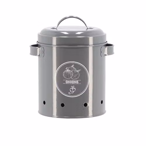Esschert Design Anthracite and Grey Metal Onion Storage Jar