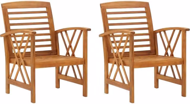 Berkfield Home Set of 2 Rustic Brown Acacia Wood Garden Chairs