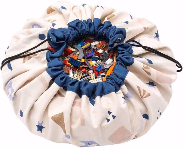 OHS Circus 2 In 1 Storage Bag Playmat in Blue and Multicolour Cotton