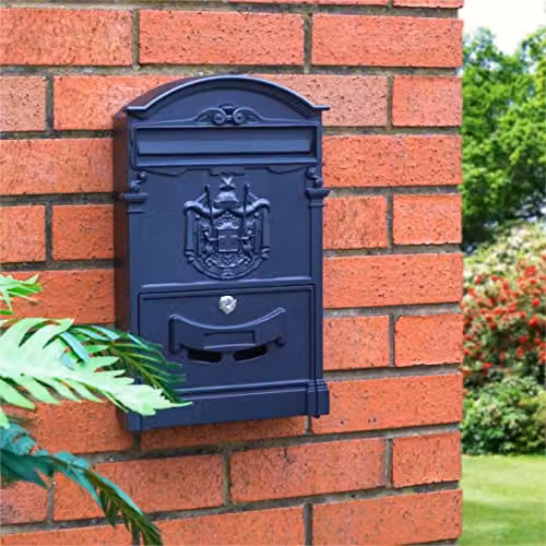St Helens Home & Garden Wall Mounted Lockable Letterbox, Black, W/D/H: 41 x 25.5 x 9 cm – 5
