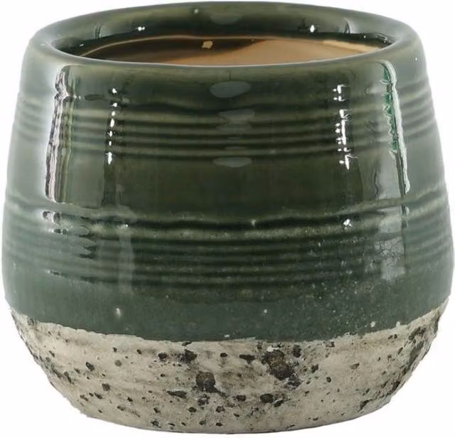 KDMD Green Hortus Sydney Reactive Glaze Ceramic Pot, Round, W/D/H: 20.5 x 20.5 x 18.5 cm