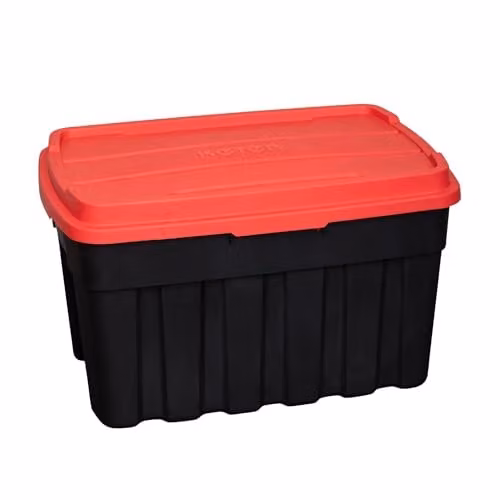 Samuel Alexander 140L Black and Red Tuff Stackable Plastic Storage Box with Lid and Carry Handles – 2