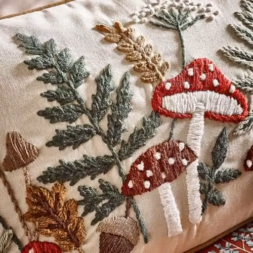 Catherine Lansfield Embroidery Woodland Cushion, Beige, W: 50 cm, H: 30 cm – 2