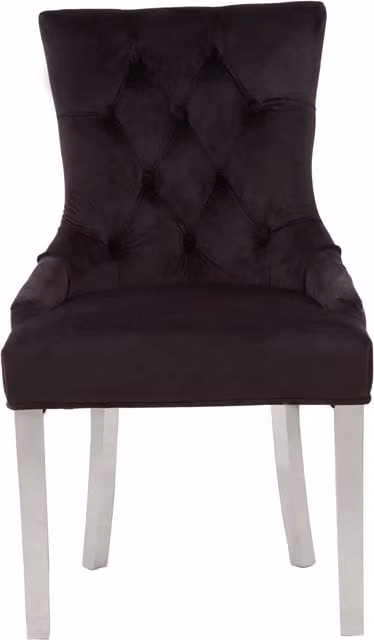 Orsina Modern Black Velvet Upholstered Dining Chair with Armrests – 1