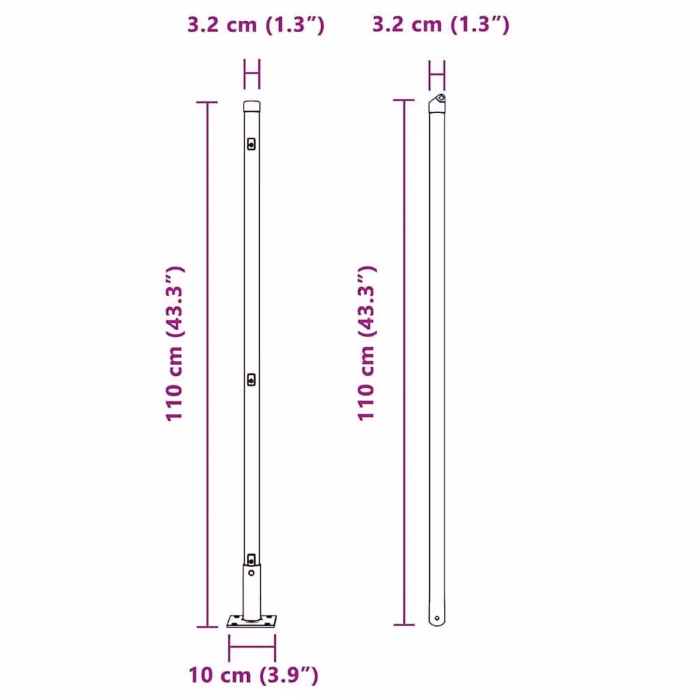 Berkfield Home Set of 52 Modern Square Concrete Fence Posts in Grey, W/D/H: 3.2 x 3.2 x 110 cm – 2