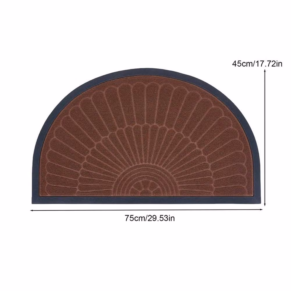 NESTLUNE Brown Semi-circle Non-Slip Washable Indoor Door Mat – 2