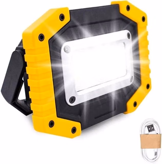 FLAVORA 30W Rechargeable COB LED Work Flood Light in Yellow – 1