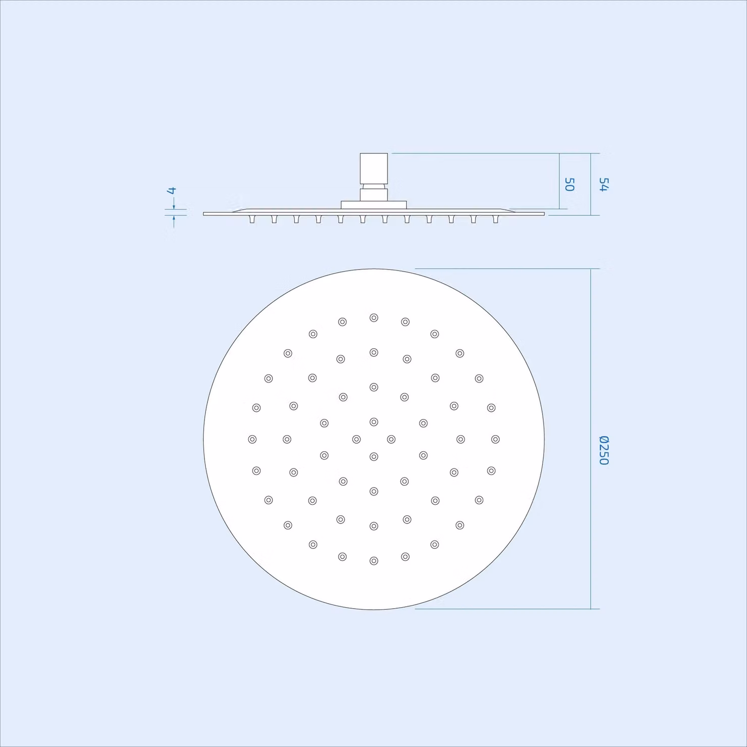 Nes Home Round Slim Rainfall Modern Overhead Shower Head in Matt Black, Diameter: 25 cm – 3