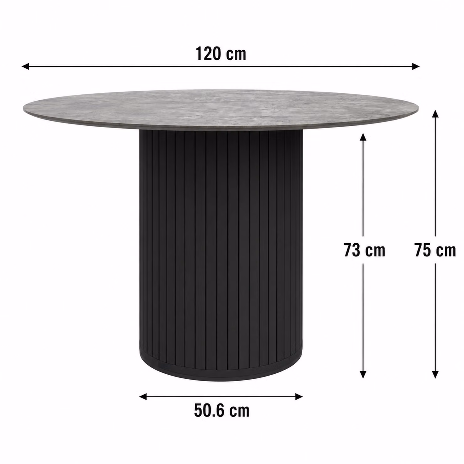 More4Homes Arlo Round Dining Table in Grey and Walnut, W/D/H: 120 x 120 x 75 cm – 2