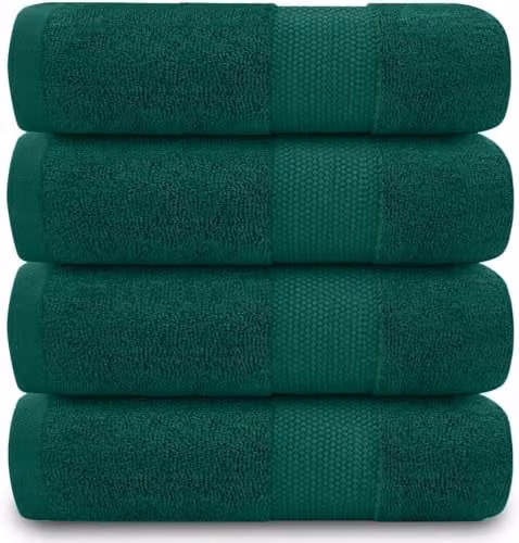 Gaveno Cavailia Set of 4 Green Cotton Terry Hand Towels, W/D/H: 50 x 85 cm