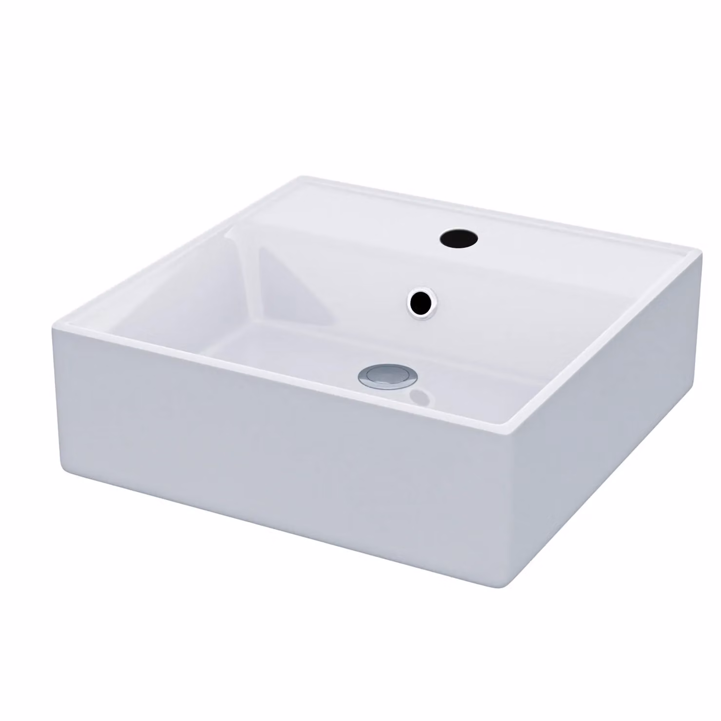 Nes Home Square Countertop Cloakroom Basin, White, W: 38.5 cm x D: 38.5 cm x H: 38.5 cm – 3