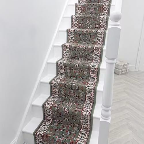 runrug Persian Stair Runner Carpet in Green, W: 70 cm, L: 600 cm – 4