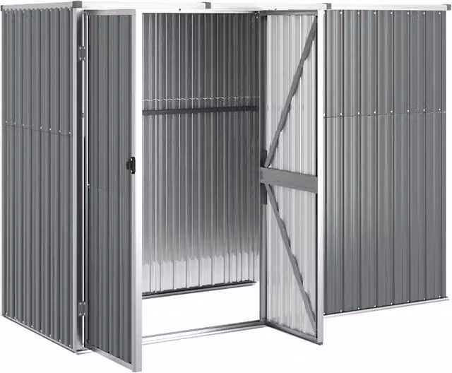 Berkfield Home Garden Tool Shed in Grey, Galvanised Steel, W/D/H: 225 x 89 x 161 cm
