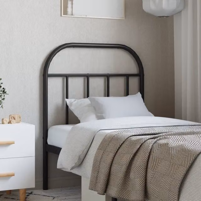 Berkfield Home Classic Metal Headboard in Black, Width: 75 cm