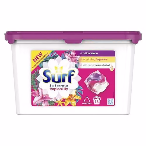 Surf Tropical Lily 3 in 1 Laundry Detergent Capsules for 18 Washes – 1