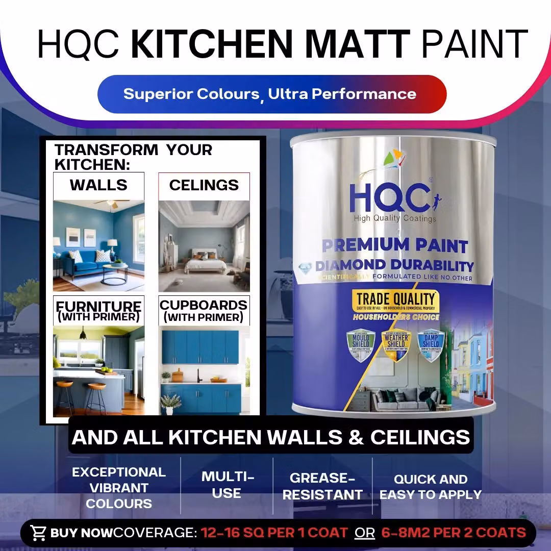 HQC PAINTS Mould Resistant Matt Kitchen Dispersion Paint, Beige, 10 l – 4