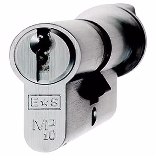 Loops 64mm Euro Cylinder and Thumbturn Lock with Knob, 10 Pin, Satin Chrome Silver